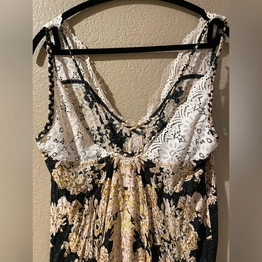 Free People Black and Cream Lace Dress